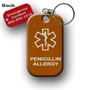   Allergy Medical Alert Dog Tag Necklace or Keychain ID 