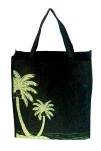 Hawaiian Style Print Eco Totes Bag ~ Black Coconut Tree  