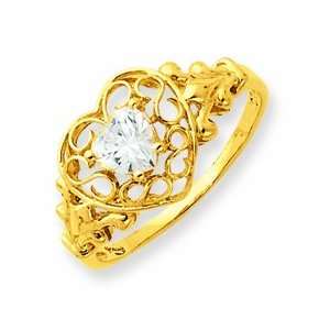  14k White Topaz Birthstone Ring, Size 6 Jewelry