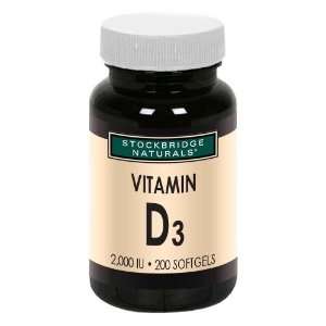  Stockbridge Naturals Vitamin D 3, 2000 IU (200 softgels 