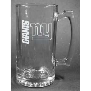   New York Giants Laser Etched 27oz Glass Beer Mug: Sports & Outdoors