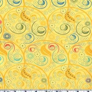   Curls Yellow Fabric By The Yard mark_lipinski Arts, Crafts & Sewing