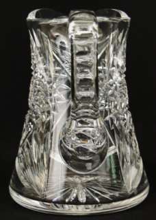   ! American Brilliant Cut Glass Crystal Star & Flower Pattern Pitcher