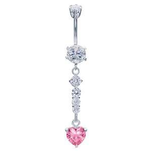   Falling In Love CZ Drop Dangle Belly Button Ring: FreshTrends: Jewelry