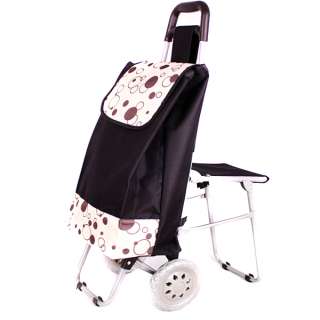 Shopping Cart / Trolley With Folding Seat   Black  Affordable Gift for 