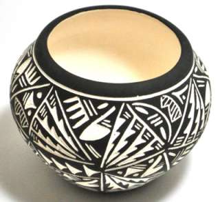 Acoma Pueblo Etched Bowl Pottery   Jae  