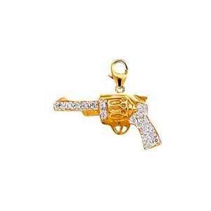  Pistol, 14K Yellow Gold Diamond Charm: Jewelry