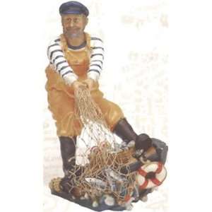  Fisherman w/ Cast Net Nautical Sculpture/Figurine