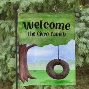  Personalized Tire Swing Welcome Garden Flag: Patio, Lawn 