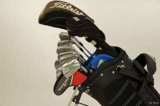 Mens RH   Complete Golf Club Set Titleist Driver Woods Irons + Bag 