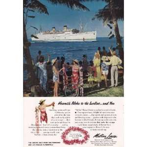  1954 Ad Matson Hawaii Lurline Vintage Travel Print Ad 