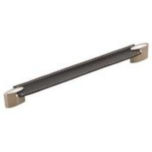   Metal amp Leather Pull Black Leather Brushed Nickel