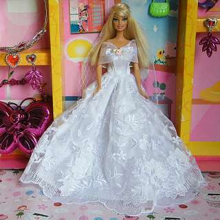   Princess Wedding Clothes Party Dress Gown for Barbie doll 014YO  