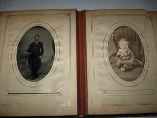 Antique leather photo album Henry E. Curtis tintype photographs New 