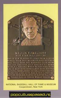 MEL OTT Melvin T. Giants BASEBALL HOF PLAQUE POSTCARD  