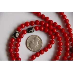  Tibetan Buddhist Coral mala w/ Dzi beads spacer 