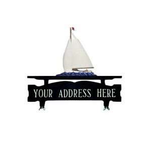  One Line Mailbox Address Sign with Sailboat