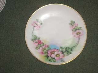 Vintage Thomas Sevres Bavaria Plate With pink flowers gold trim wild 