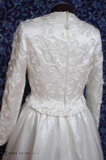 Eva Haynal Forsyth Ivory Satin w/Swirls Modest Wedding Dress NWOT 