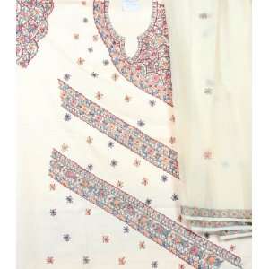   Salwar Suit Fabric from Bihar with Hand Painted Fishes   Pure Cotton
