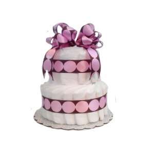  New Baby Girl Diaper Cake   2 layer Pink Polka Dots on 