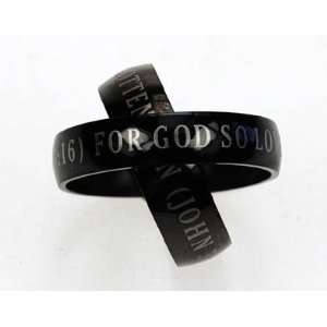   : Stainless Steel Womens Black Axis Christian Ring John 3:16: Jewelry