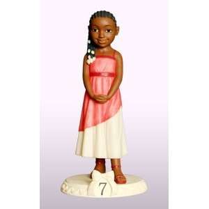    African American Figurine Birthday Girl Age 07