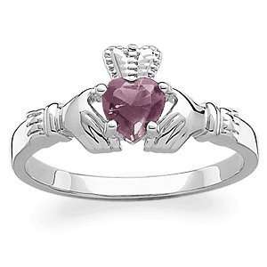  Sterling Silver June Birthstone Claddagh Ring, Size: 9 