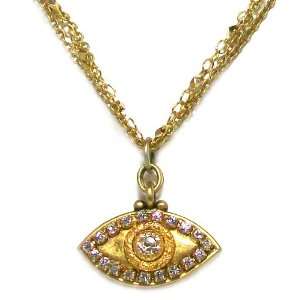 Michal Golan 24k Gold Plated Triple Chain Necklace with Gold Enamel 