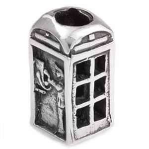   Sterling Silver Telephone Booth Bead Charm MS319 Silverado Jewelry