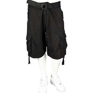 Chambray Cargo Shorts Black. Size 38 