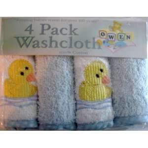  Owen 4 Pack Washcloths Baby Ducks Blue/white: Baby