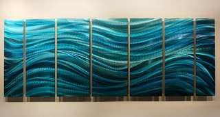   Abstract Metal Wall Art Decor Painting Blue Calm Before The Storm