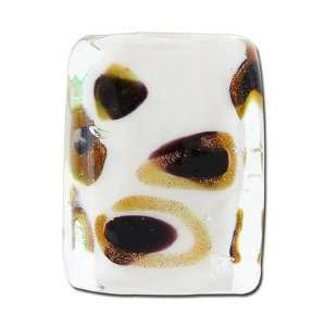  24mm Speckled with Gold and Black Spots Rectangular Glass 