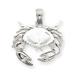    14k Gold White Gold Stone Crab Facing Down Pendant: Jewelry