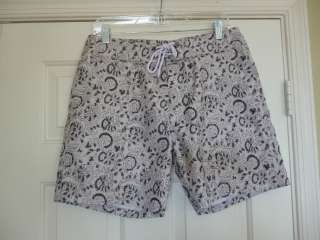 BANANA REPUBLIC Gray Print Mesh Lined Swim Trunks Shorts Mens Size M 