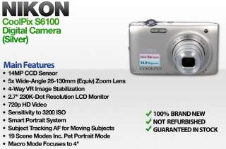 Nikon CoolPix S3100 14MP Digital Camera (Silver) NEW 18208262625 