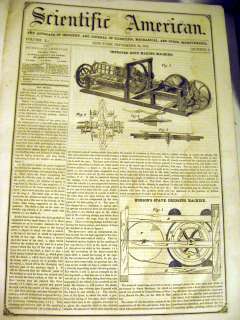 1854/55 SCIENTIFIC AMERICAN BOUND NEWSPAPERS SEPT AUG DRAWINGS  