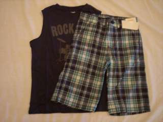 NWT Boys Gymboree Deep Sea Adventure blue tank top shirt & shorts ~ 7 