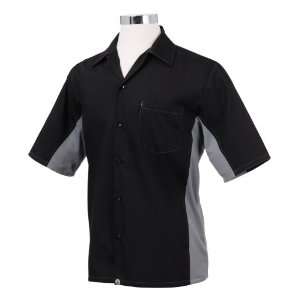  Chef Works CSMC BLM L Men Universal Contrast Shirt, Black 