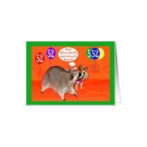   : 52nd Birthday, Raccoon with Pomeranian, balloons Card: Toys & Games