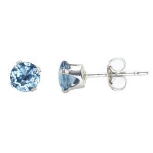  0.25 ct Sterling Silver Topaz Blue Colored Round CZ Stud 