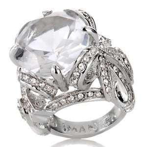 Huge Sparkling Clear CZ IMAN Crystal Bow Cocktail Ring Size 8(Sizes 6 