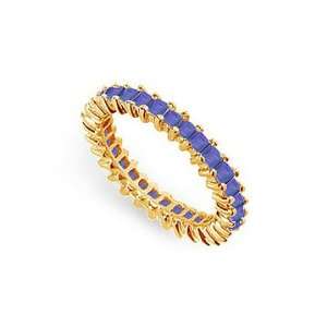   Blue Sapphire Eternity Band  14K Yellow Gold 2.00 CT TGW Jewelry