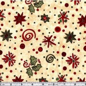   Hoopla Holly Holiday Ecru Fabric By The Yard: Arts, Crafts & Sewing