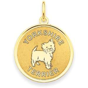  Yorkshire Terrier Disc Charm in 14k Yellow Gold: Jewelry