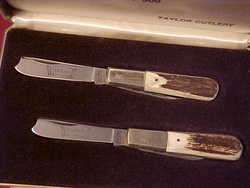 JH LONE RANGER OWNED TAYLOR CUTLERY TEXAS OKLAHOMA CASED 2 KNIFE SET 1 