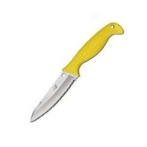 Aqua Salt, Yellow FRN Handle, Serrated, Kydex Sheath  