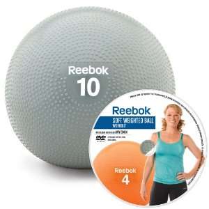  Reebok Soft Weighted Ball Kit with DVD, Grey, 10 Pound 
