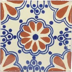  Mexican Tile   4x4 Terra Cotta & Blue Lace Talavera: Home 